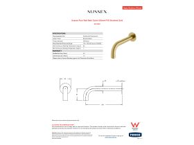 Specification Sheet - Sussex Pure Wall Bath Outlet 200mm PVD Brushed Gold