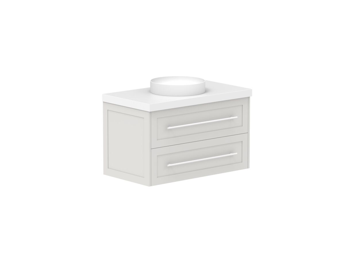 Supporting Image - Kado Lux 900mm All Drawer Wall Hung Vanity Unit 2 Drawers Centre Bowl Vanity 50mm Top