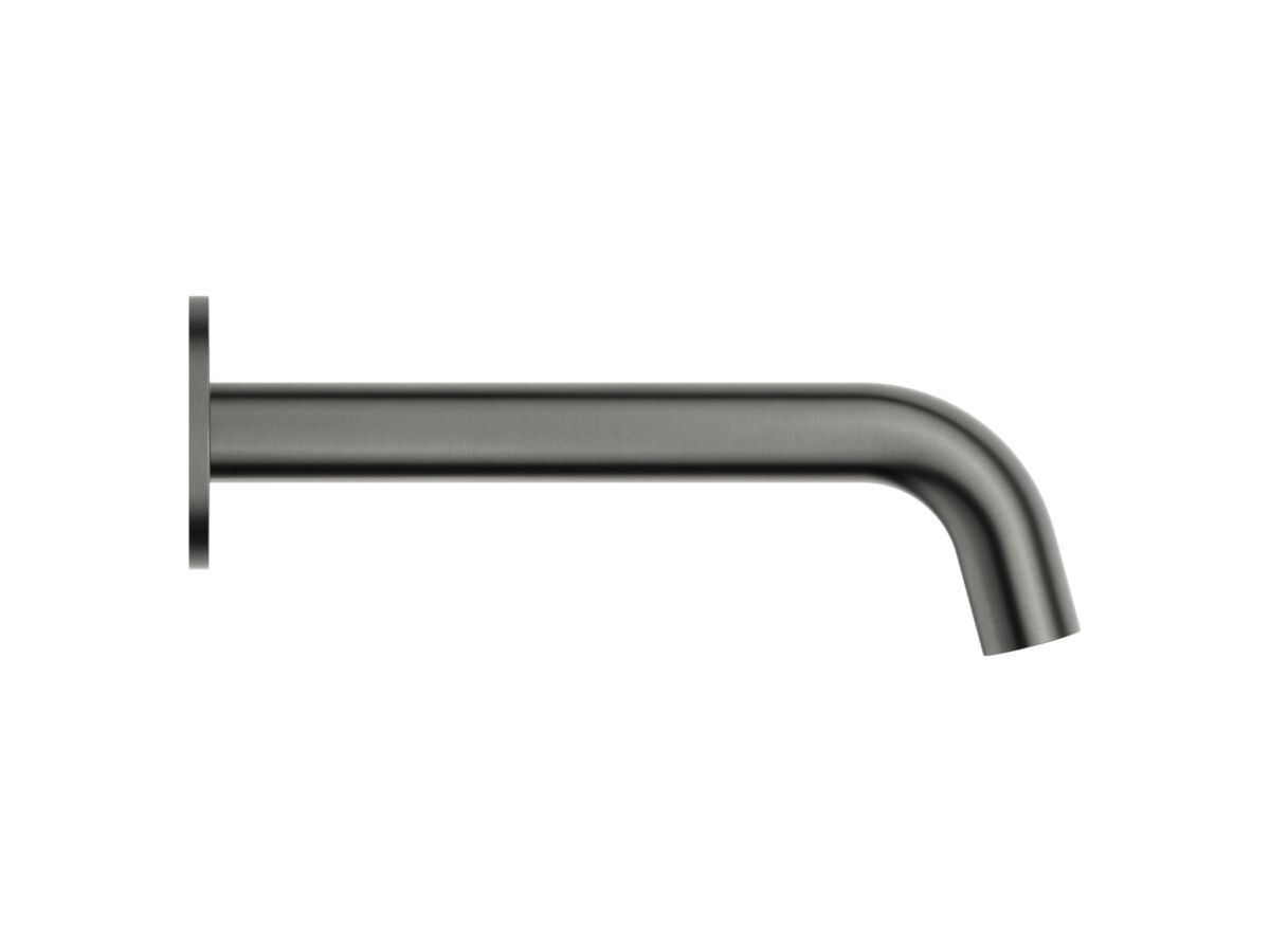 Supporting Image - Mizu Drift Wall Basin/Bath Outlet Curve Spout 200mm Brushed Gunmetal (6 Star) Lead Free - Side