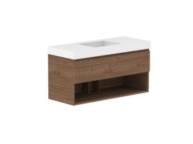 Supporting Image - Posh Domaine 1200mm Wall Hung Vanity Unit All-Drawer Open Shelf Single Bowl 90mm Top