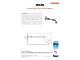Specification Sheet - Mizu Drift MK2 Basin/Bath Outlet 200mm Brushed Gunmetal (5 Star)
