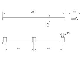 Mizu Drift Assisted Living Straight Rail 865mm