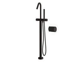 Sussex Pure Floor Mounted Bath Mixer Tap with Handshower and Diamond Textured Handle PVD Matte Black (3 Star)