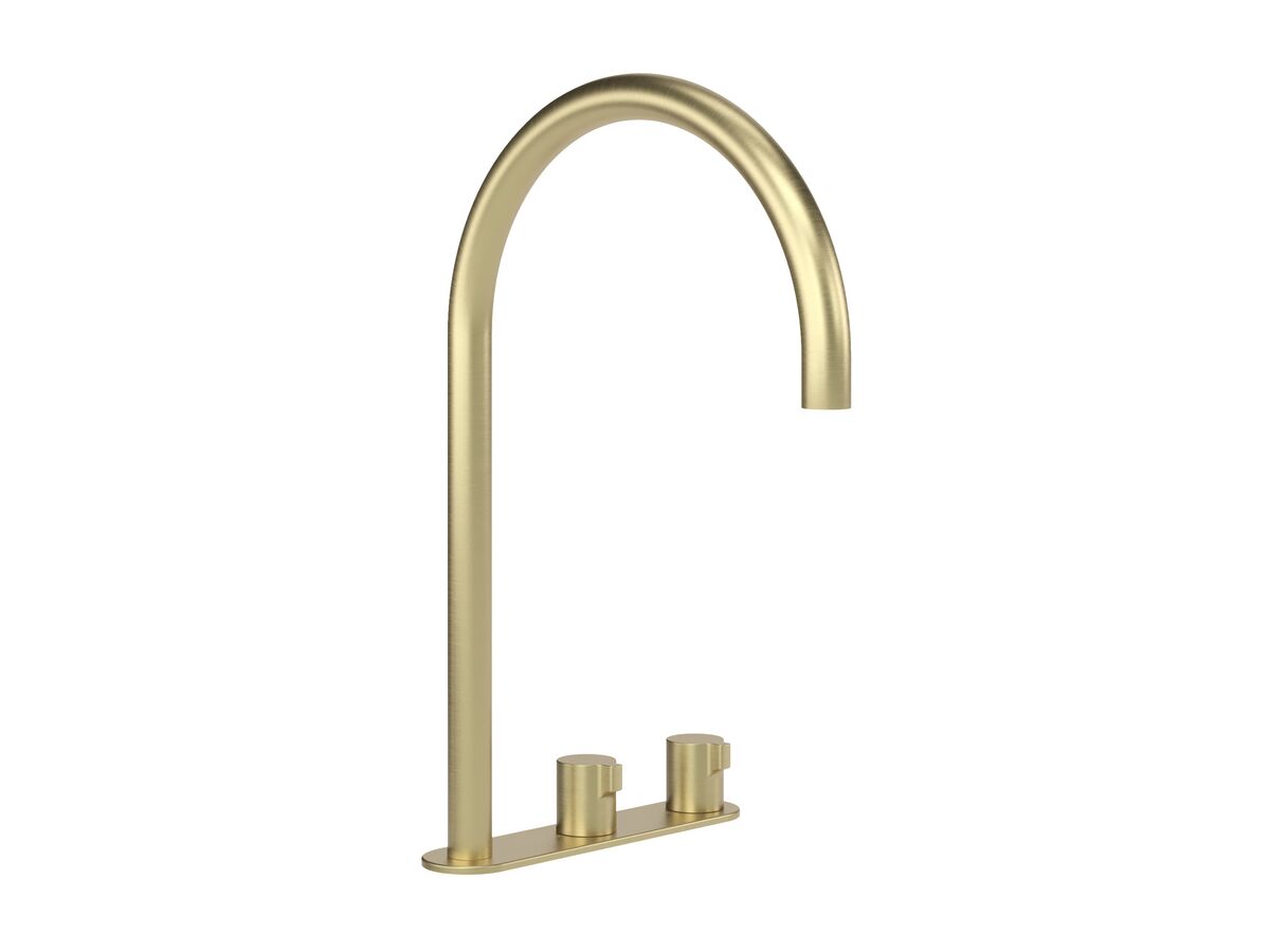 Hero - Faucet Strommen Vara Fin Hob Extended Basin Hostess Tap System Right Hand Brushed Admiralty Brass (6 Star) Lead Free