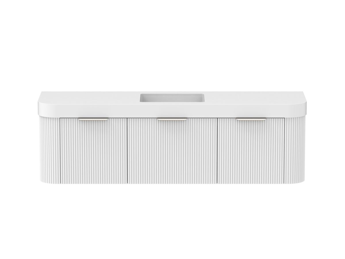 Supporting Image - Kado Neue Fluted Double Curve All Drawer 1800mm Wall Hung Vanity with Centre Basin Durasein 90mm Top Ultra White