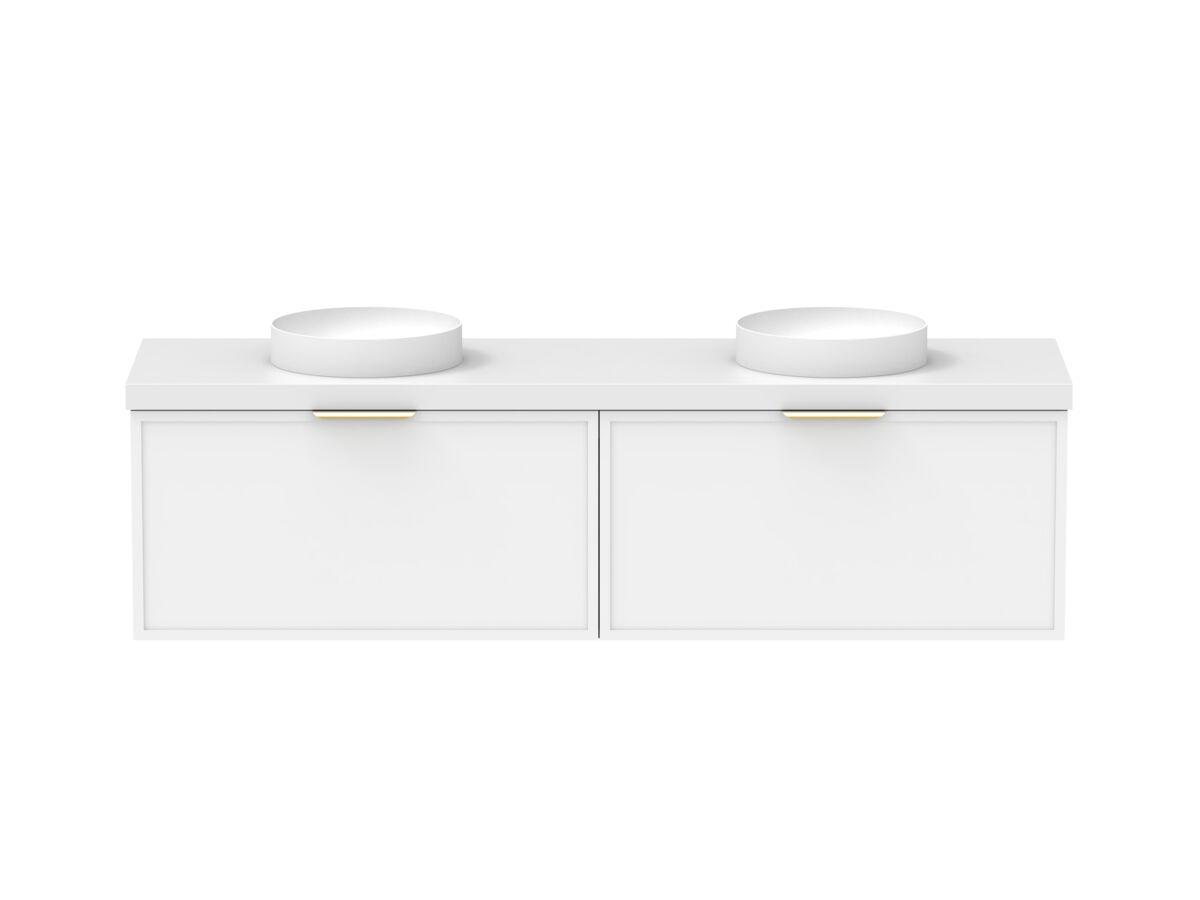 Supporting Image - Kado Lux Slim All Drawer 1800mm Wall Hung Vanity with Double Basin 50mm Top Matte White