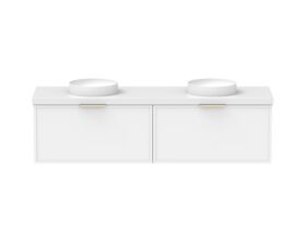 Supporting Image - Kado Lux Slim All Drawer 1800mm Wall Hung Vanity with Double Basin 50mm Top Matte White