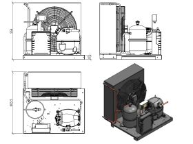 Tecumseh AJ2 HTA Condensing Unit 1 1/2 R404 MHBP CAJT4519ZHR-FZ-3 with Pressure Control 1.6 HP