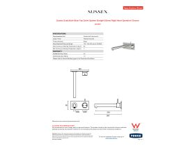 Specification Sheet - Sussex Scala Bath Mixer Tap Outlet System Straight 250mm Right Hand Operation Chrome