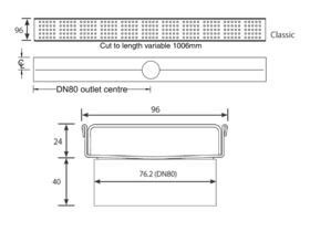 Kado Classic Shower Channel Kit Satin 1000mm