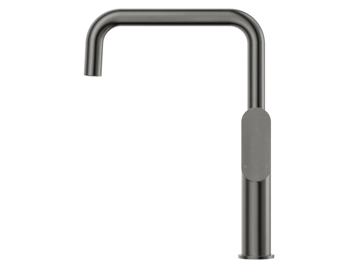 Mizu Soothe MK2 Gooseneck Sink Mixer Tap Square Brushed Gunmetal (5 Star)