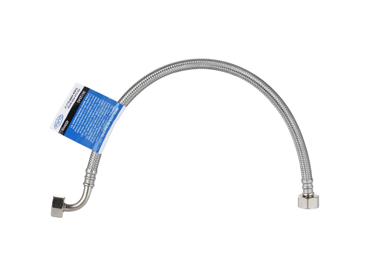 Dura Pex Flexible Hose Connector Water with Elbow 450mm Stainless Steel Low-Temp Lead Free