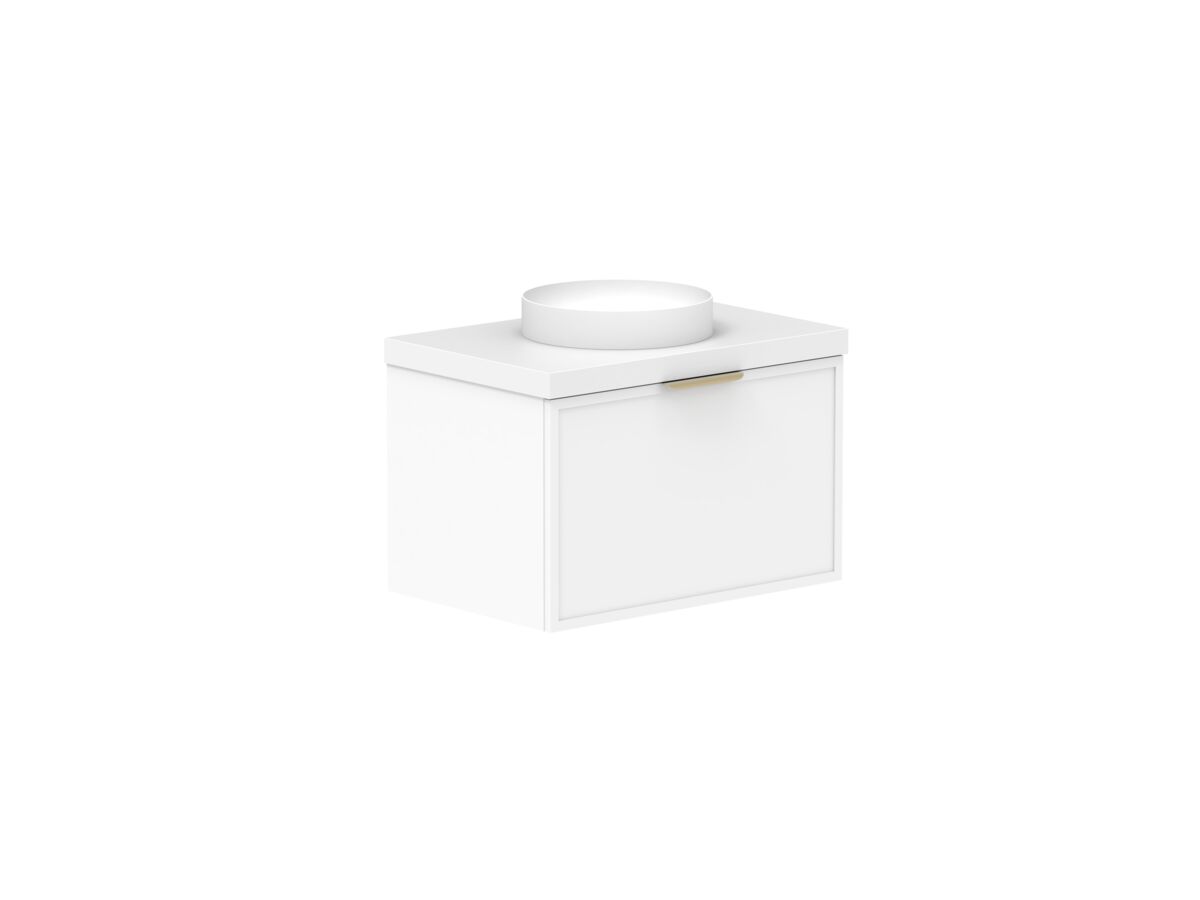 Supporting Image - Kado Lux Slim All Drawer 750mm Wall Hung Vanity with Centre Basin 50mm Top Matte White