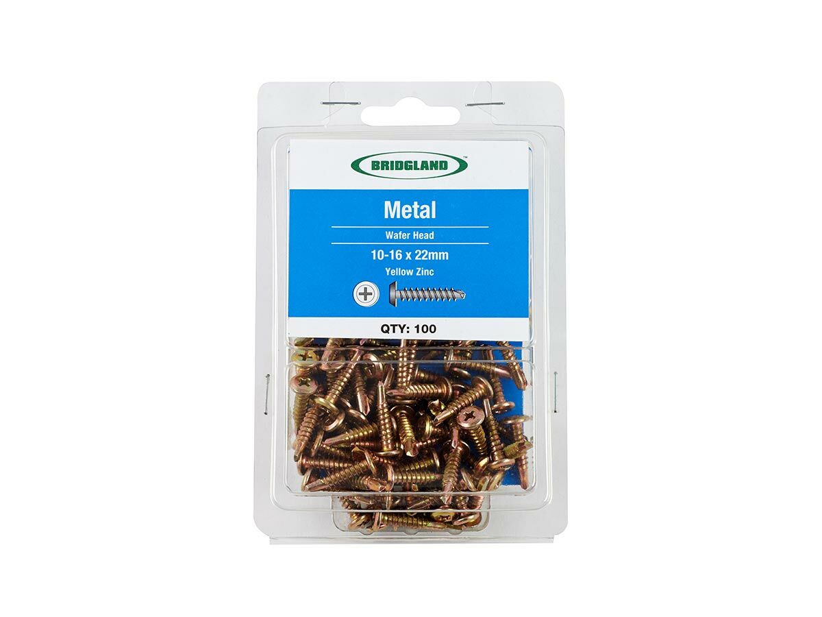 Bridgland Wafer Head Screw Metal Yellow Zinc 10-16 x 22mm (100)