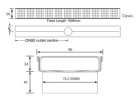 Kado Classic Shower Channel Welded Centre Outlet Satin 1000mm
