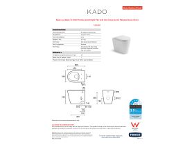 Specification Sheet - Kado Lux Back To Wall Rimless Overheight Pan with Soft Close Quick Release Seat (4 Star)