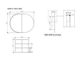 ISSY Halo 1190 x 930mm Rounded Double Mirror with Shaving Cabinet