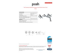 Specification Sheet - Posh Canterbury Wall Basin Set 220mm Cross Handles Chrome (4 Star)