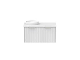 Supporting Image - Kado Neue Fluted Square 900mm Wall Hung Vanity with Left Basin 50mm Top Ultra White