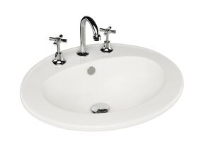 Base Vanity Basin with Overflow 3 Taphole 560 x 480 White