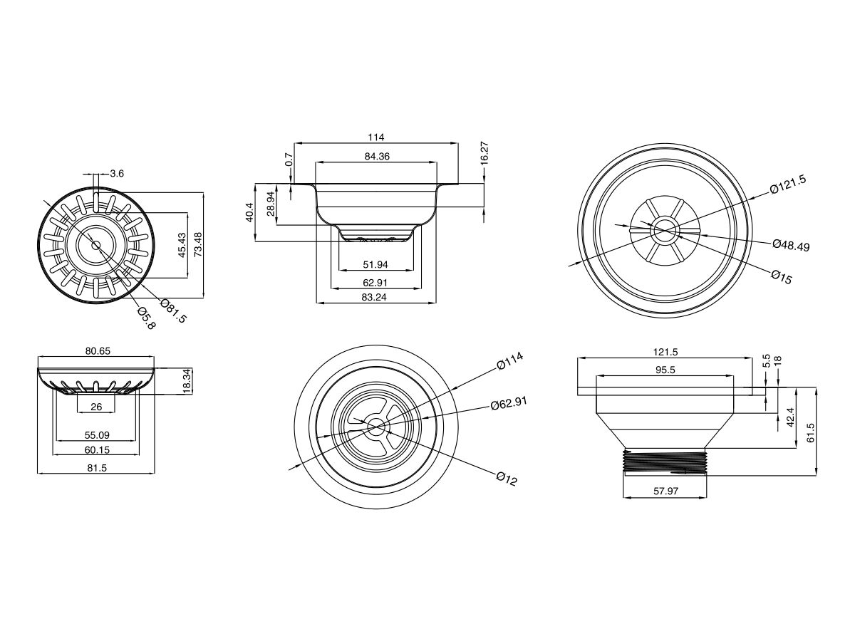 Memo Basket Plug & Waste 90mm x 50mm (Suits Stainless Steel Sinks) Stainless Steel