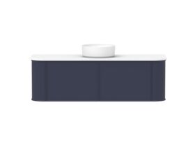 Supporting Image - Kado Era Double Curve All Drawer 1500mm Wall Hung Vanity with Centre Basin 20mm Top Royal Battle Blue