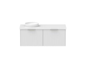 Supporting Image - Kado Neue Fluted Square All Drawer 1200mm Wall Hung Vanity with Left Hand Basin 50mm Top Ultra White