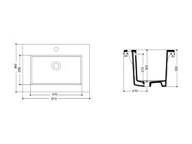 AXA Prisma Trough Basin (Only) 610 x 460mm White