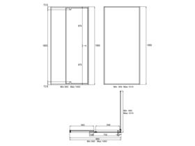 Creative Glass Semi-Framed Adjustable Front & Return tiles shower screen with pivot door - Height 1950 x Front 981-1060 x Return 990-1010. 6mm Clear toughened glass and Polished Silver frame.