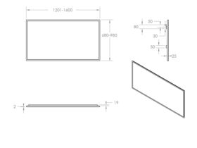 ISSY Z8 Mirror Custom 1201-1600mm (Wide) x 50mm (Deep) x 680mm-980mm (Height)