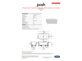 Specification Sheet - Posh Solus Back to Corner Freestanding Bath 1500mm Right Corner with Overflow Matte White