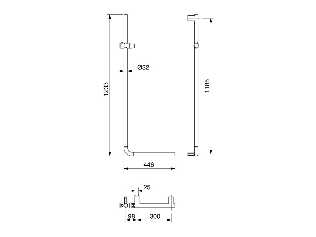 Mizu Drift Assisted Living 90 Degree Shower Rail