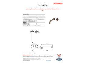 Specification Sheet - Sussex Pure Elemental Progressive Bath Mixer System 250mm PVD Brushed Bronze
