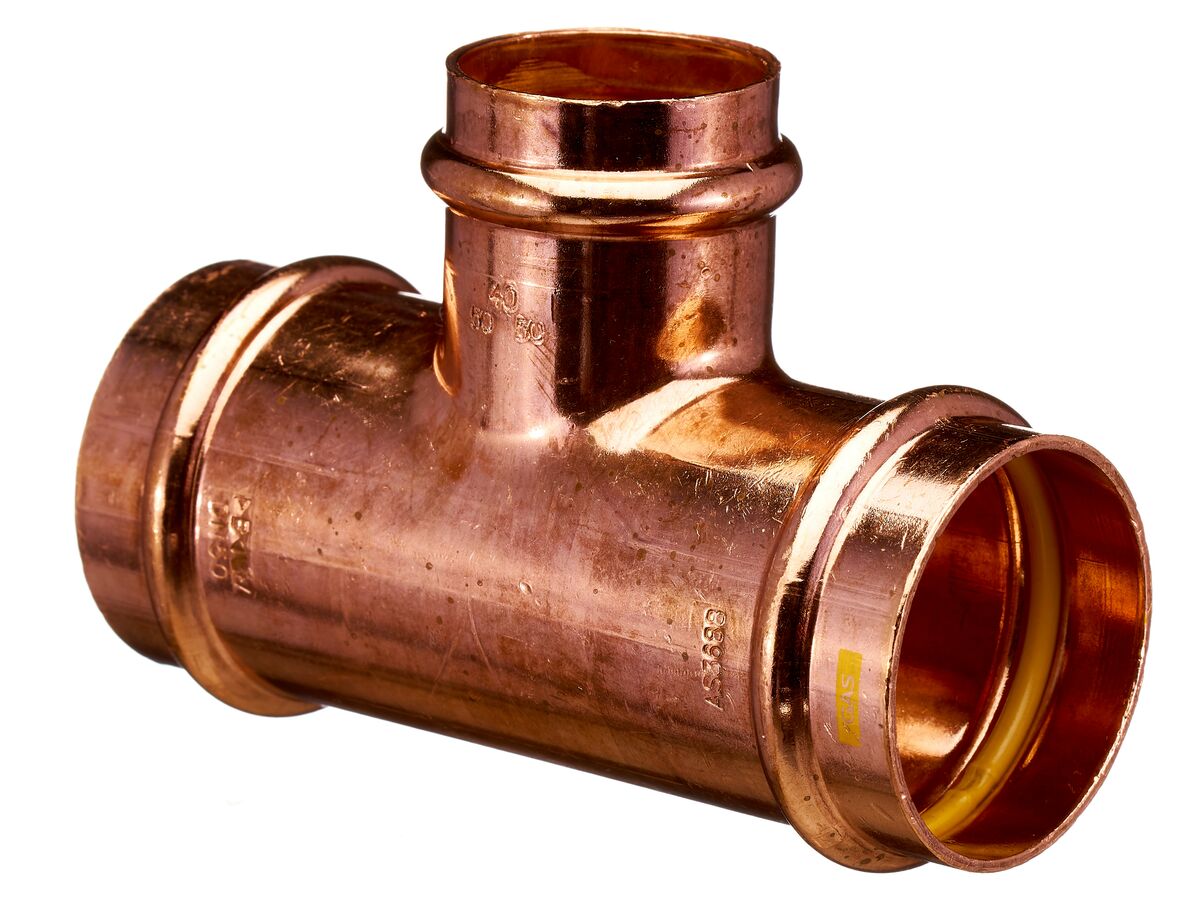 >B< Press Gas Reducing Tee 50mm x 50mm x 40mm