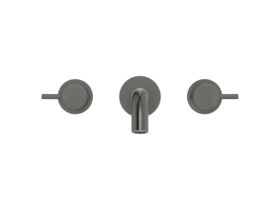 Supporting Image 2 - Mizu Drift Wall Basin / Bath Set with Curved Spout 200mm Brushed Gunmetal (6 Star) Lead Free - Front
