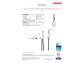 Specification Sheet - Sussex Scala Handshower with Water Inlet Wall Bracket LUX PVD Matte Opium Black (3 Star)