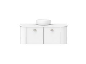 Supporting Image - Kado Era Double Curve All Door 1200mm Wall Hung Vanity with Centre Basin 20mm Top Matte White