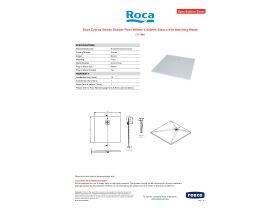Specification Sheet - Roca Cyprus Stonex Shower Floor 900mm x 900mm Blanco with Matching Waste