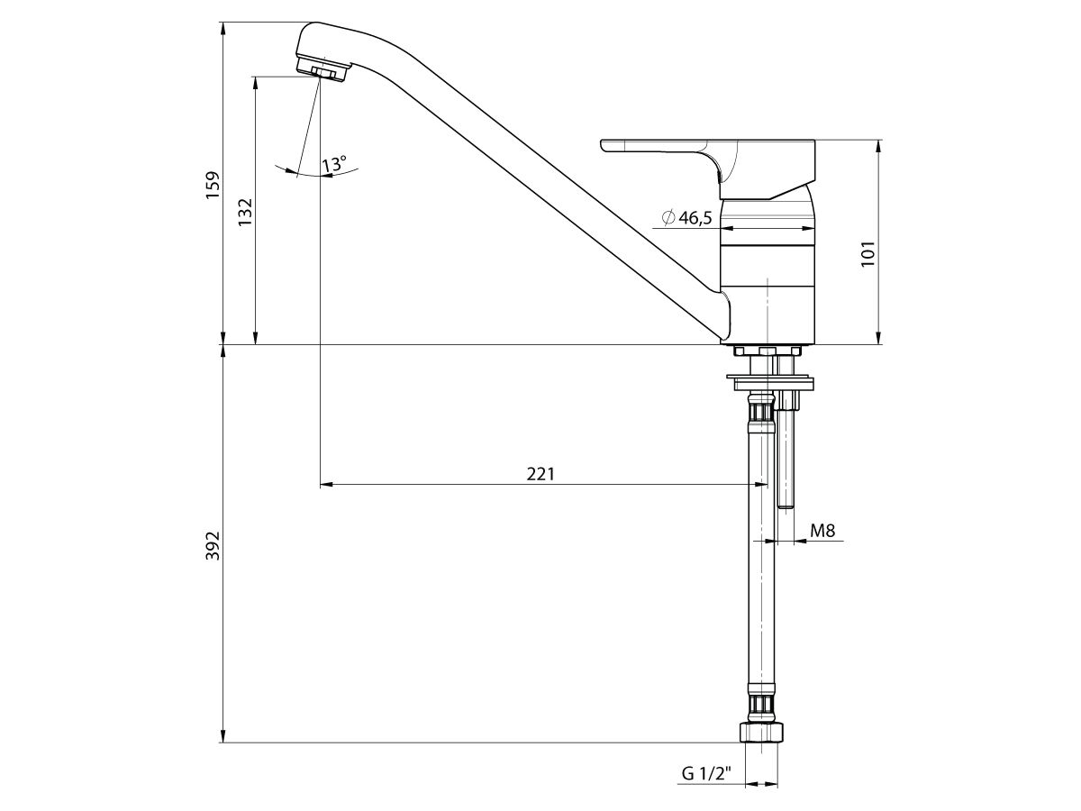 Roca L20 Sink Mixer Chrome (4 Star)