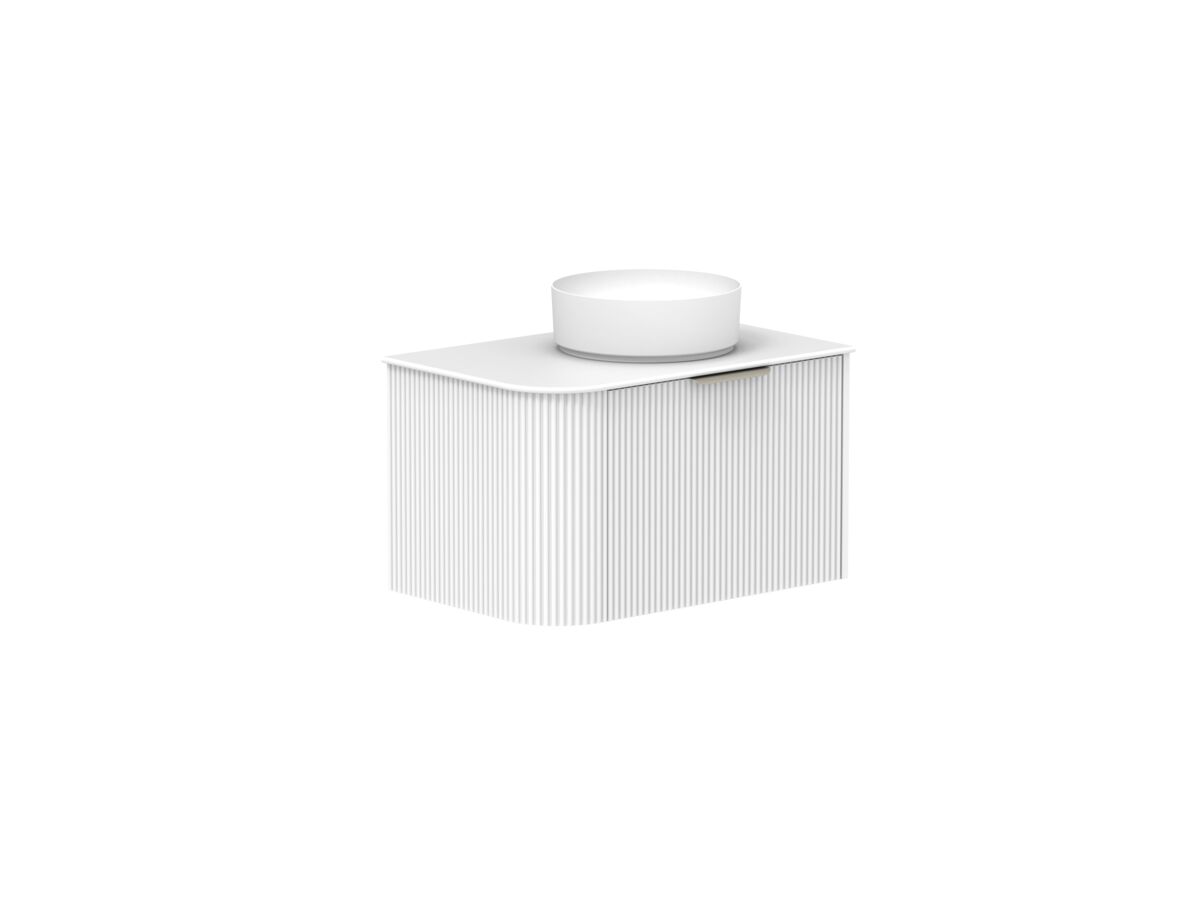 Supporting Image 2- Kado Neue Fluted Single Curve All Drawer 750mm Wall Hung Vanity with Centre Basin Durasein 12mm Top Ultra White