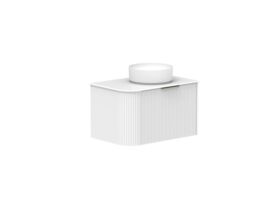 Supporting Image 2- Kado Neue Fluted Single Curve All Drawer 750mm Wall Hung Vanity with Centre Basin Durasein 12mm Top Ultra White