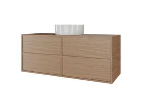 Supporting Image - Kado Aspect 1200mm Wall Hung Vanity Unit Timber Top - Boston Oak Side
