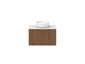 Supporting Image - Kado Lux Slim All Drawer 750mm Wall Hung Vanity with Centre Basin 20mm Top Florentine Walnut