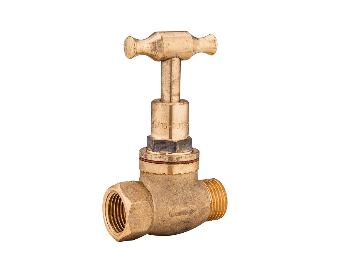 Hero - Dura Stop Tap Male & Female T-Head Rough Brass 15mm Lead Free