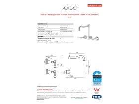 Specification Sheet - Kado Era Wall English Sink Set Lever Porcelain Handle Chrome (5 Star) Lead Free
