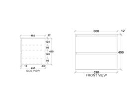 Kado Arc Timber Twin Drawer 600 Vanity Corian 12mm Top