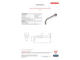 Specification Sheet - Sussex Pure Wall Bath Outlet 250mm Chrome Lead Free