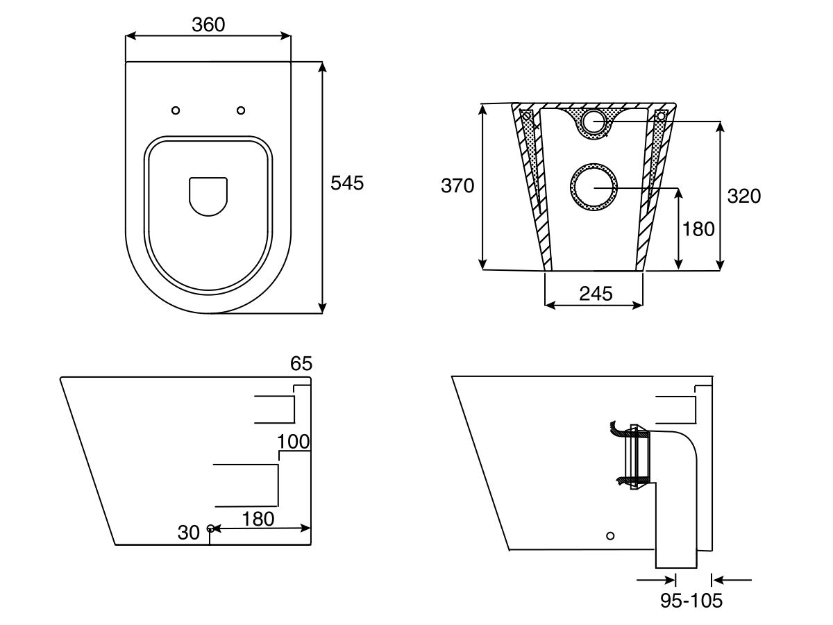 Kado Lux Back to Wall Pan with Quick Release Soft Close Seat White (4 Star)