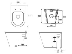 Kado Lux Back to Wall Pan with Quick Release Soft Close Seat White (4 Star)