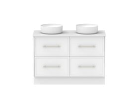Supporting Image - Kado Lux All Drawer 1200mm Floor Mounted Vanity Double Basin 20mm - White Shaker Front
